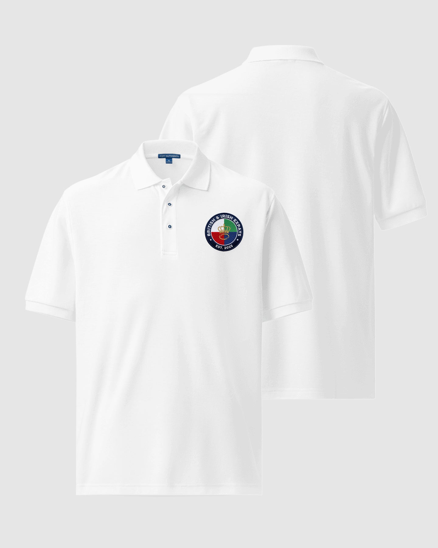 British & Irish Expats Rugby Polo Shirt - White