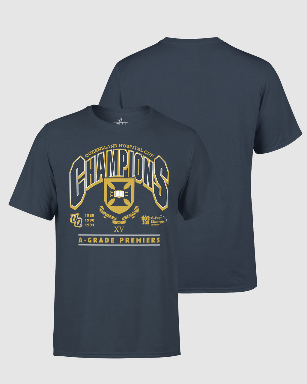 UQ Rugby 3-Peat Championship T-Shirt - Navy