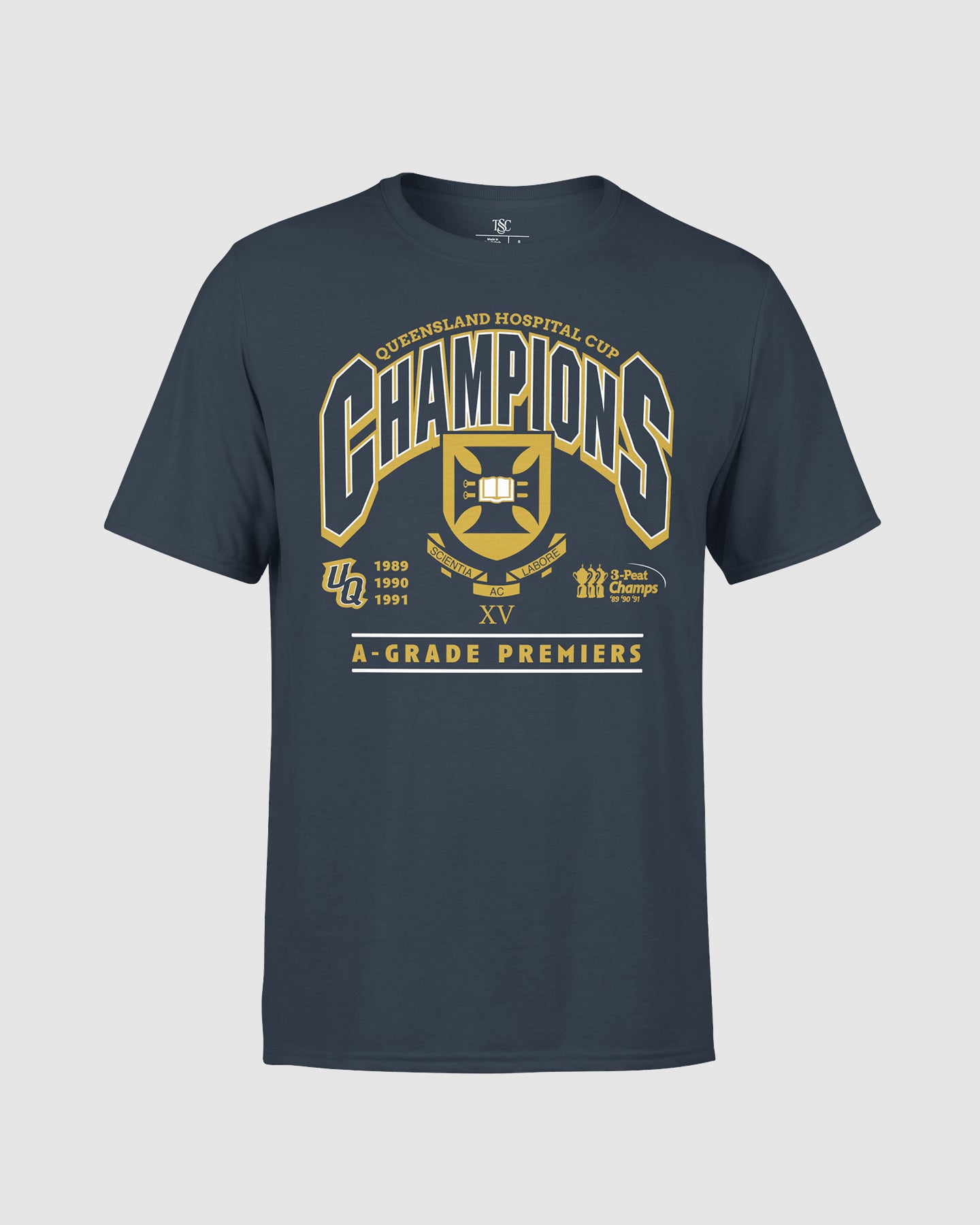 UQ Rugby 3-Peat Championship T-Shirt - Navy