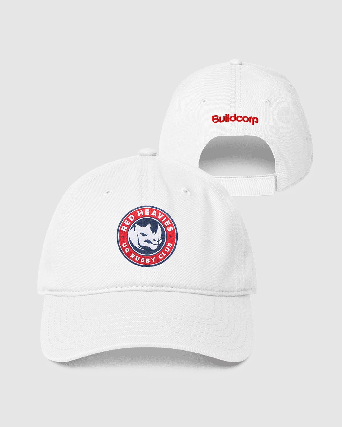 UQ Rugby Red Heavies Shield Dad Cap - White